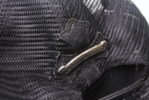 CHROME HEARTS クロムハーツ セメタリークロスパッチ トラッカーキャップ ONE SIZE レザー シルバー925 ブラック 美品 中古 4b004337 