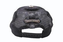 画像をギャラリービューアに読み込む, CHROME HEARTS クロムハーツ セメタリークロスパッチ トラッカーキャップ ONE SIZE レザー シルバー925 ブラック 美品 中古 4b004337 