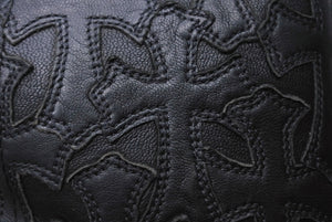 CHROME HEARTS クロムハーツ セメタリークロスパッチ トラッカーキャップ ONE SIZE レザー シルバー925 ブラック 美品 中古 4b004337 