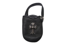 画像をギャラリービューアに読み込む, CHROME HEARTS クロムハーツ PHONE POUCH W/CH CROSS フォンポーチ W/CHクロス レザー シルバ−925 ブラック 美品 中古 4b004339 