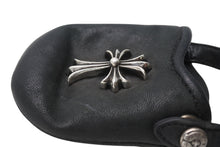 画像をギャラリービューアに読み込む, CHROME HEARTS クロムハーツ PHONE POUCH W/CH CROSS フォンポーチ W/CHクロス レザー シルバ−925 ブラック 美品 中古 4b004339 