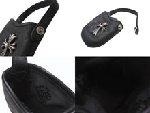 画像をギャラリービューアに読み込む, CHROME HEARTS クロムハーツ PHONE POUCH W/CH CROSS フォンポーチ W/CHクロス レザー シルバ−925 ブラック 美品 中古 4b004339 
