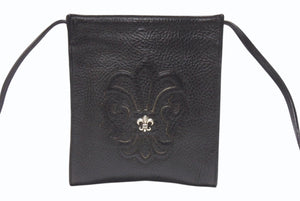 極美品 CHROME HEARTS クロムハーツ SQUARE POCKET BAG BS FLEUR スクエアポケット ショルダーバッグ BSフレア ブラック 中古 4b004340