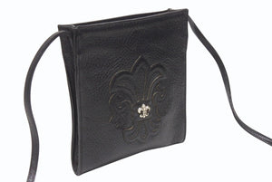 極美品 CHROME HEARTS クロムハーツ SQUARE POCKET BAG BS FLEUR スクエアポケット ショルダーバッグ BSフレア ブラック 中古 4b004340