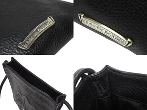 極美品 CHROME HEARTS クロムハーツ SQUARE POCKET BAG BS FLEUR スクエアポケット ショルダーバッグ BSフレア ブラック 中古 4b004340