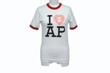 画像をギャラリービューアに読み込む, A BATHING APE アベイシングエイプ リンガーTシャツ ホワイト レッド ピンク 半袖 コットン 美品 中古 4b004351 