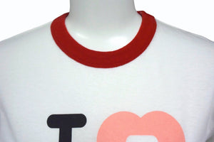 A BATHING APE アベイシングエイプ リンガーTシャツ ホワイト レッド ピンク 半袖 コットン 美品 中古 4b004351 