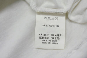 A BATHING APE アベイシングエイプ リンガーTシャツ ホワイト レッド ピンク 半袖 コットン 美品 中古 4b004351 