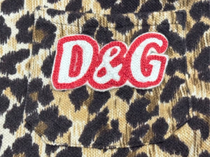 DOLCE&GABBANA ドルチェアンドガッバーナ ポロシャツ ノースリーブ D＆Gロゴ レオパード ブラウン 美品 中古 4b004362