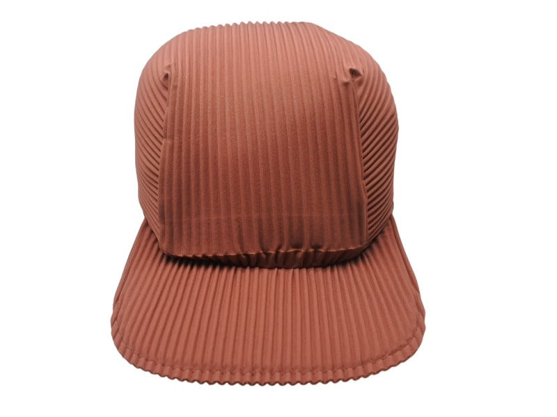 HOMME PLISSE ISSEY MIYAKE オム プリッセ イッセイミヤケ プリーツキャップ HP33AA403 ブラウン ポリエステル 美品 中古 4b004365