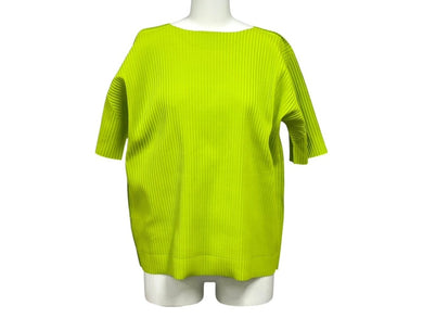 me ISSEY MIYAKE ミー イッセイミヤケ プリーツ カットソー MI92KK616 グリーン ポリエステル 美品 中古 4b004376