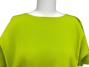 me ISSEY MIYAKE ミー イッセイミヤケ プリーツ カットソー MI92KK616 グリーン ポリエステル 美品 中古 4b004376