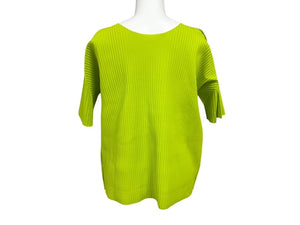 me ISSEY MIYAKE ミー イッセイミヤケ プリーツ カットソー MI92KK616 グリーン ポリエステル 美品 中古 4b004376