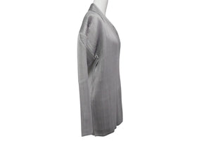 極美品 ISSEY MIYAKE イッセイミヤケ Vネック プリーツ長袖カットソー IM13-FJ025 サイズM グレー 中古 4b004371