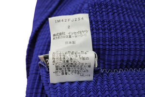 極美品 ISSEY MIYAKE WHITE LABEL イッセイミヤケ ホワイトレーベル 半袖プリーツカットソー IM42FJ254 サイズ2 バイカラー 中古 4b004377