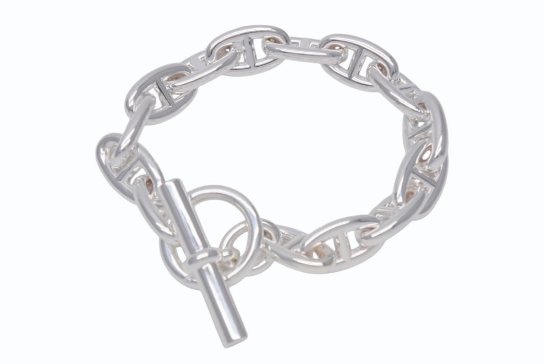 新品未使用 HERMES エルメス シェーヌダンクルGM ブレスレット 14コマ 新型 シルバー925 79.8g ジュエリー アクセサリー 小物 中古 4b004386