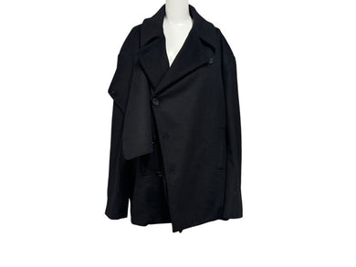 極美品 Christian Dior クリスチャンディオール FRONT PANEL PEA COAT トレンチコート 943C435B4703 ブラック サイズ50 中古 4b004395