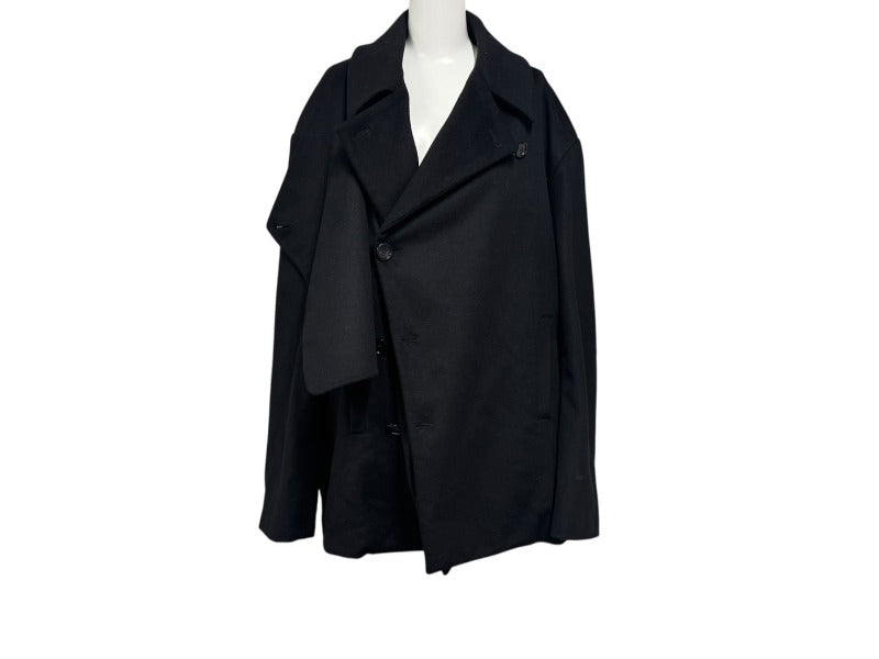 極美品 Christian Dior クリスチャンディオール FRONT PANEL PEA COAT トレンチコート 943C435B4703 ブラック サイズ50 中古 4b004395