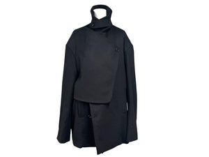 極美品 Christian Dior クリスチャンディオール FRONT PANEL PEA COAT トレンチコート 943C435B4703 ブラック サイズ50 中古 4b004395