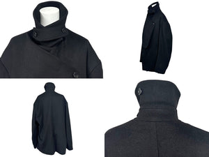 極美品 Christian Dior クリスチャンディオール FRONT PANEL PEA COAT トレンチコート 943C435B4703 ブラック サイズ50 中古 4b004395