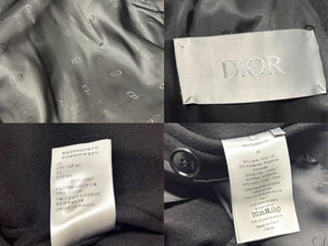 極美品 Christian Dior クリスチャンディオール FRONT PANEL PEA COAT トレンチコート 943C435B4703 ブラック サイズ50 中古 4b004395