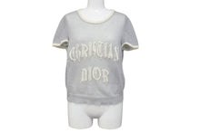 Load image into Gallery viewer, Christian Dior クリスチャンディオール シアー 半袖カットソー 2A13055070 サイズ40 1947 刺繍デザイン モヘア グレー 美品 中古 4b004396