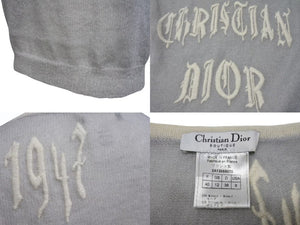Christian Dior クリスチャンディオール シアー 半袖カットソー 2A13055070 サイズ40 1947 刺繍デザイン モヘア グレー 美品 中古 4b004396