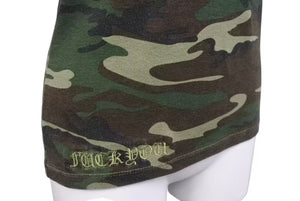 CHROME HEARTS クロムハーツ キャミソール ONE SIZE CHプラス FUCK YOU カモフラ柄 ブランドロゴ刺繍 カーキ 美品 中古 4b004397