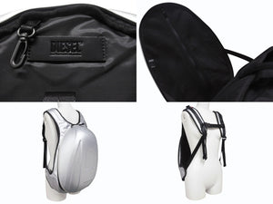 極美品 DIESEL ディーゼル バックパック リュック X09138 PR792 シルバー ブラック ポリウレタン ポリエステル 中古 4b004401