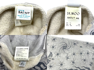 極美品 SAINT MICHAEL セントマイケル × Dr.Woo ドクターウー フーディー SM-HR8-0000-C42 サイズXL グレー タトゥー 中古 4b004407