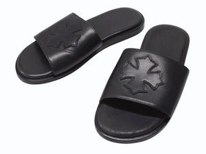 CHROME HEARTS クロムハーツ CH SLIDE CHスライド レザーサンダル サイズ37 CHプラスパッチ ホースシュー ブラック 美品 中古 4b004899