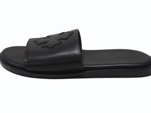 CHROME HEARTS クロムハーツ CH SLIDE CHスライド レザーサンダル サイズ37 CHプラスパッチ ホースシュー ブラック 美品 中古 4b004899