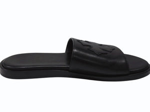 CHROME HEARTS クロムハーツ CH SLIDE CHスライド レザーサンダル サイズ37 CHプラスパッチ ホースシュー ブラック 美品 中古 4b004899