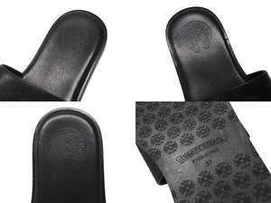 CHROME HEARTS クロムハーツ CH SLIDE CHスライド レザーサンダル サイズ37 CHプラスパッチ ホースシュー ブラック 美品 中古 4b004899