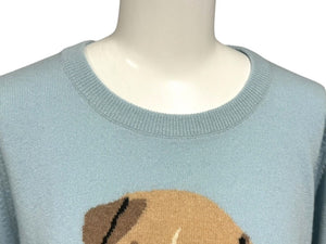 Lucien Pellat-Finet ルシアンペラフィネ ニット セーター ドッグ セーター ブルー カシミヤ 美品 中古 4b004422