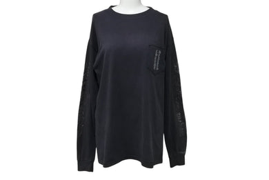 CHROME HEARTS クロムハーツ オールド 長袖Tシャツ サイズM スクロールラベルロゴ アームロゴ ブラック シルバー 美品 中古 4b004424