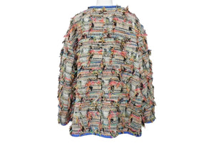 極美品 CHANEL シャネル ツイードジャケット ノーカラー 2017SS マルチカラー コットン サイズ48 P56265V4229 中古 4b004428