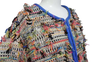極美品 CHANEL シャネル ツイードジャケット ノーカラー 2017SS マルチカラー コットン サイズ48 P56265V4229 中古 4b004428