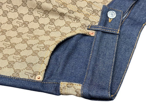 極美品 GUCCI×PALACE グッチ×パレス GG-Pパターン バギージーンズ GGスプリームキャンバス 723927 XDCAP サイズ30 ブルー 中古 4b004429 