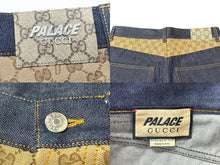 画像をギャラリービューアに読み込む, 極美品 GUCCI×PALACE グッチ×パレス GG-Pパターン バギージーンズ GGスプリームキャンバス 723927 XDCAP サイズ30 ブルー 中古 4b004429 