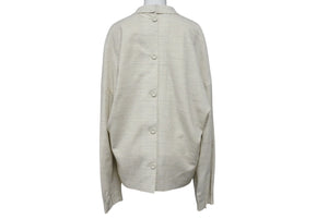 極美品 Christian Dior クリスチャンディオール ノーカラー バックボタンジャケット 393C665A5845 サイズ46 アイボリー 中古 4b004430