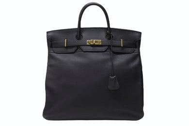 HERMES エルメス オータクロア45 ハンドバッグ ブラック トゴ ゴールド金具 □C刻印 美品 中古 4b004433