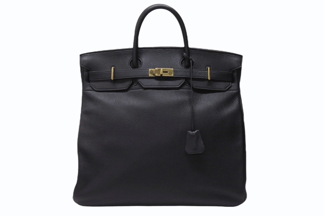 HERMES エルメス オータクロア45 ハンドバッグ ブラック トゴ ゴールド金具 □C刻印 美品 中古 4b004433