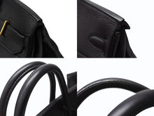 Load image into Gallery viewer, HERMES エルメス オータクロア45 ハンドバッグ ブラック トゴ ゴールド金具 □C刻印 美品 中古 4b004433