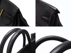 HERMES エルメス オータクロア45 ハンドバッグ ブラック トゴ ゴールド金具 □C刻印 美品 中古 4b004433
