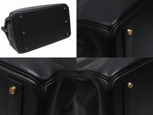 Load image into Gallery viewer, HERMES エルメス オータクロア45 ハンドバッグ ブラック トゴ ゴールド金具 □C刻印 美品 中古 4b004433