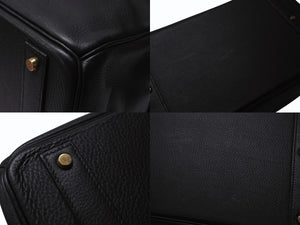 HERMES エルメス オータクロア45 ハンドバッグ ブラック トゴ ゴールド金具 □C刻印 美品 中古 4b004433