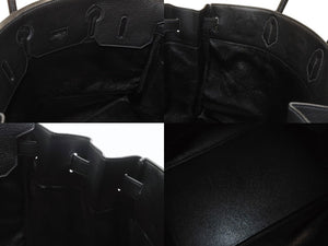 HERMES エルメス オータクロア45 ハンドバッグ ブラック トゴ ゴールド金具 □C刻印 美品 中古 4b004433