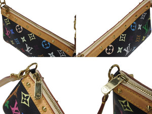 LOUIS VUITTON ルイヴィトン ポシェットアクセソワール アクセサリーポーチ M92648 モノグラム マルチカラー ブラック 美品 中古 4b004446