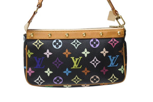 LOUIS VUITTON ルイヴィトン ポシェットアクセソワール アクセサリーポーチ M92648 モノグラム マルチカラー ブラック 美品 中古 4b004447